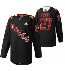 Men Anaheim Ducks 27 Mike Trout 2022 Black Angels Night Stitched jersey