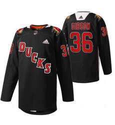 Men Anaheim Ducks 36 John Gibson 2022 Black Angels Night Stitched jersey