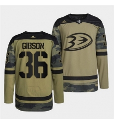 Men Anaheim Ducks 36 John Gibson 2022 Camo Military Appreciation Night Stitched jersey