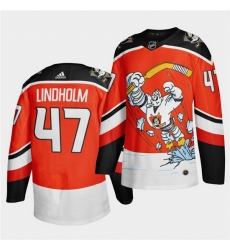 Men Anaheim Ducks 47 Hampus Lindholm 2020 21 Orange Reverse Retro Stitched jersey