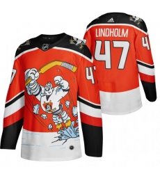 Men Anaheim Ducks 47 Hampus Lindholm Red Adidas 2020 21 Reverse Retro Alternate NHL Jersey
