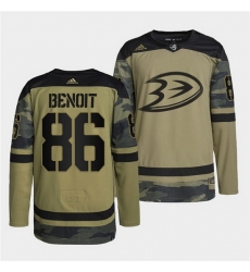 Men Anaheim Ducks 86 Simon Benoit 2022 Camo Military Appreciation Night Stitched jersey