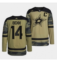 Men Dallas Stars 14 Jamie Benn 2022 Camo Military Appreciation Night Stitched jersey
