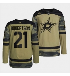Men Dallas Stars 21 Jason Robertson 2022 Camo Military Appreciation Night Stitched jersey