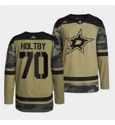 Men Dallas Stars 70 Braden Holtby 2022 Camo Military Appreciation Night Stitched jersey