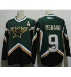 Men Dallas Stars 9 Mike Modano 2005 Green CCM Throwback Stitched Vintage Hockey Jersey