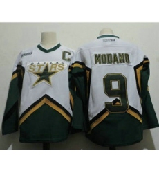Men Dallas Stars 9 Mike Modano 2005 White CCM Throwback Stitched Vintage Hockey Jersey
