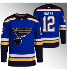Men St  Louis Blues 12 Kevin Hayes Blue Stitched Jersey