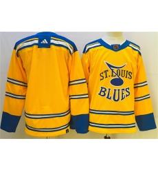 Men St  Louis Blues Blank Yellow 2022 23 Reverse Retro Stitched Jersey