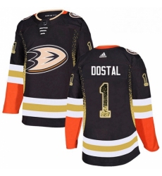 Mens Adidas Anaheim Ducks 1 Lukas Dostal Authentic Black Drift Fashion NHL Jersey 