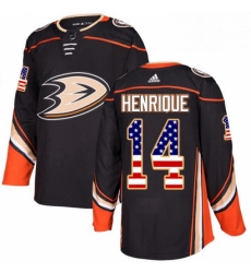 Mens Adidas Anaheim Ducks 14 Adam Henrique Authentic Black USA Flag Fashion NHL Jersey 