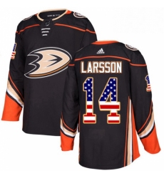 Mens Adidas Anaheim Ducks 14 Jacob Larsson Authentic Black USA Flag Fashion NHL Jersey 
