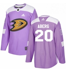 Mens Adidas Anaheim Ducks 20 Pontus Aberg Purple Authentic Fights Cancer Stitched NHL Jersey 