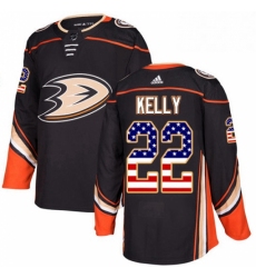 Mens Adidas Anaheim Ducks 22 Chris Kelly Authentic Black USA Flag Fashion NHL Jerse