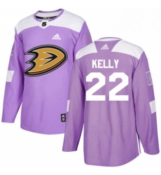 Mens Adidas Anaheim Ducks 22 Chris Kelly Authentic Purple Fights Cancer Practice NHL Jerse