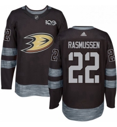 Mens Adidas Anaheim Ducks 22 Dennis Rasmussen Premier Black 1917 2017 100th Anniversary NHL Jersey 