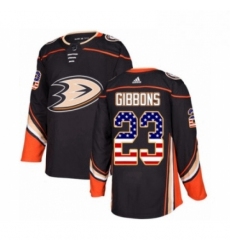 Mens Adidas Anaheim Ducks 23 Brian Gibbons Authentic Black USA Flag Fashion NHL Jersey 