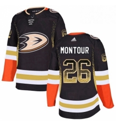 Mens Adidas Anaheim Ducks 26 Brandon Montour Authentic Black Drift Fashion NHL Jersey 