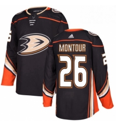 Mens Adidas Anaheim Ducks 26 Brandon Montour Premier Black Home NHL Jersey 