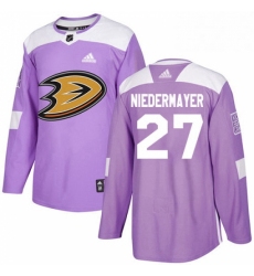 Mens Adidas Anaheim Ducks 27 Scott Niedermayer Authentic Purple Fights Cancer Practice NHL Jersey 
