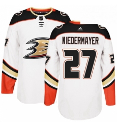 Mens Adidas Anaheim Ducks 27 Scott Niedermayer Authentic White Away NHL Jersey 