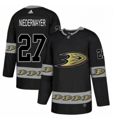 Mens Adidas Anaheim Ducks 27 Scott Niedermayer Premier Black Team Logo Fashion NHL Jersey 
