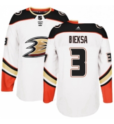 Mens Adidas Anaheim Ducks 3 Kevin Bieksa Authentic White Away NHL Jersey 