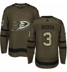 Mens Adidas Anaheim Ducks 3 Kevin Bieksa Premier Green Salute to Service NHL Jersey 
