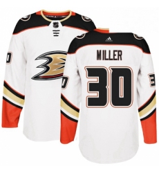 Mens Adidas Anaheim Ducks 30 Ryan Miller Authentic White Away NHL Jersey 