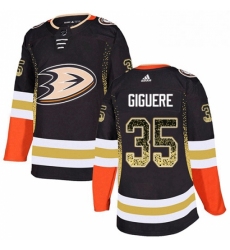 Mens Adidas Anaheim Ducks 35 Jean Sebastien Giguere Authentic Black Drift Fashion NHL Jersey 