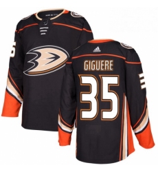 Mens Adidas Anaheim Ducks 35 Jean Sebastien Giguere Authentic Black Home NHL Jersey 