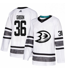 Mens Adidas Anaheim Ducks 36 John Gibson White 2019 All Star Game Parley Authentic Stitched NHL Jersey 