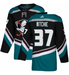 Mens Adidas Anaheim Ducks 37 Nick Ritchie Authentic Black Teal Third NHL Jersey 