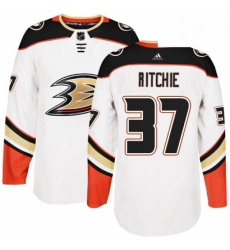 Mens Adidas Anaheim Ducks 37 Nick Ritchie Authentic White Away NHL Jersey 