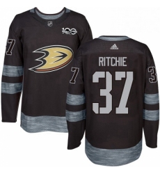 Mens Adidas Anaheim Ducks 37 Nick Ritchie Premier Black 1917 2017 100th Anniversary NHL Jersey 