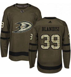 Mens Adidas Anaheim Ducks 39 Joseph Blandisi Authentic Green Salute to Service NHL Jersey 