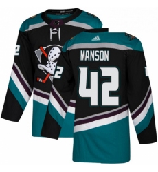 Mens Adidas Anaheim Ducks 42 Josh Manson Authentic Black Teal Third NHL Jersey 