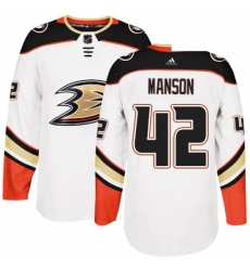 Mens Adidas Anaheim Ducks 42 Josh Manson Authentic White Away NHL Jersey 