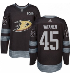 Mens Adidas Anaheim Ducks 45 Sami Vatanen Premier Black 1917 2017 100th Anniversary NHL Jersey 