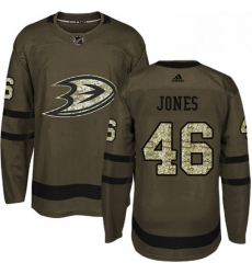 Mens Adidas Anaheim Ducks 46 Max Jones Authentic Green Salute to Service NHL Jersey 