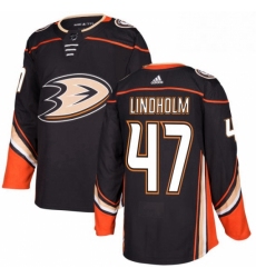 Mens Adidas Anaheim Ducks 47 Hampus Lindholm Premier Black Home NHL Jersey 