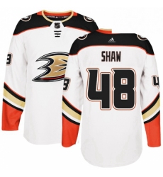Mens Adidas Anaheim Ducks 48 Logan Shaw Authentic White Away NHL Jersey 