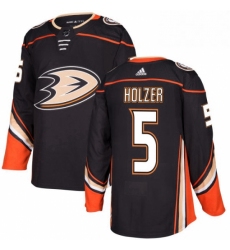 Mens Adidas Anaheim Ducks 5 Korbinian Holzer Authentic Black Home NHL Jersey 