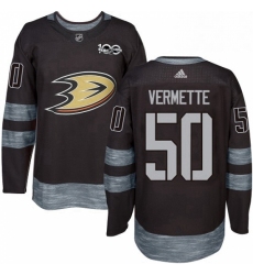 Mens Adidas Anaheim Ducks 50 Antoine Vermette Authentic Black 1917 2017 100th Anniversary NHL Jersey 