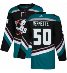 Mens Adidas Anaheim Ducks 50 Antoine Vermette Authentic Black Teal Third NHL Jersey 