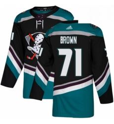 Mens Adidas Anaheim Ducks 71 JT Brown Authentic Black Teal Third NHL Jersey 