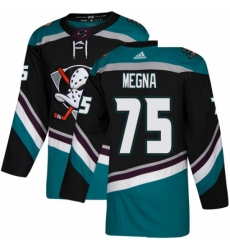 Mens Adidas Anaheim Ducks 75 Jaycob Megna Authentic Black Teal Third NHL Jersey 