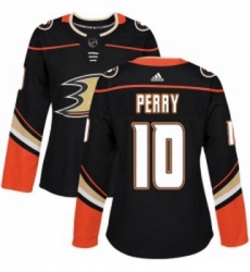 Womens Adidas Anaheim Ducks 10 Corey Perry Authentic Black Home NHL Jersey 