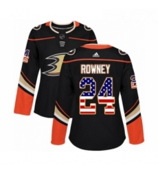 Womens Adidas Anaheim Ducks 24 Carter Rowney Authentic Black USA Flag Fashion NHL Jersey 
