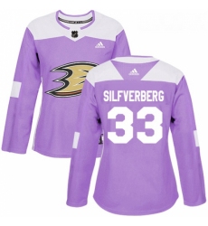 Womens Adidas Anaheim Ducks 33 Jakob Silfverberg Authentic Purple Fights Cancer Practice NHL Jersey 